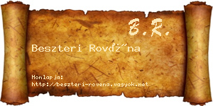 Beszteri Rovéna névjegykártya